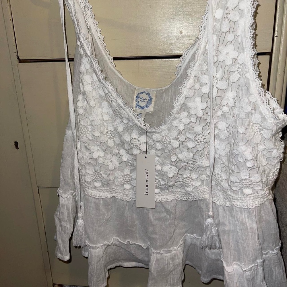 Francesca's Lace Eyelet Top